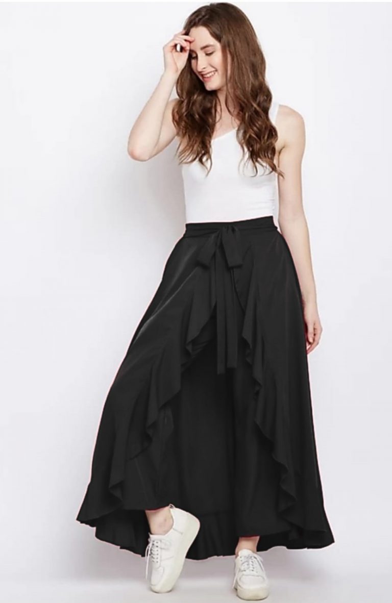 Palazzo Overlay Pants in Black - Rsm Silks Online