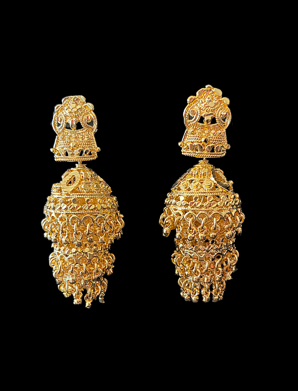 gold jhumka 3 layer
