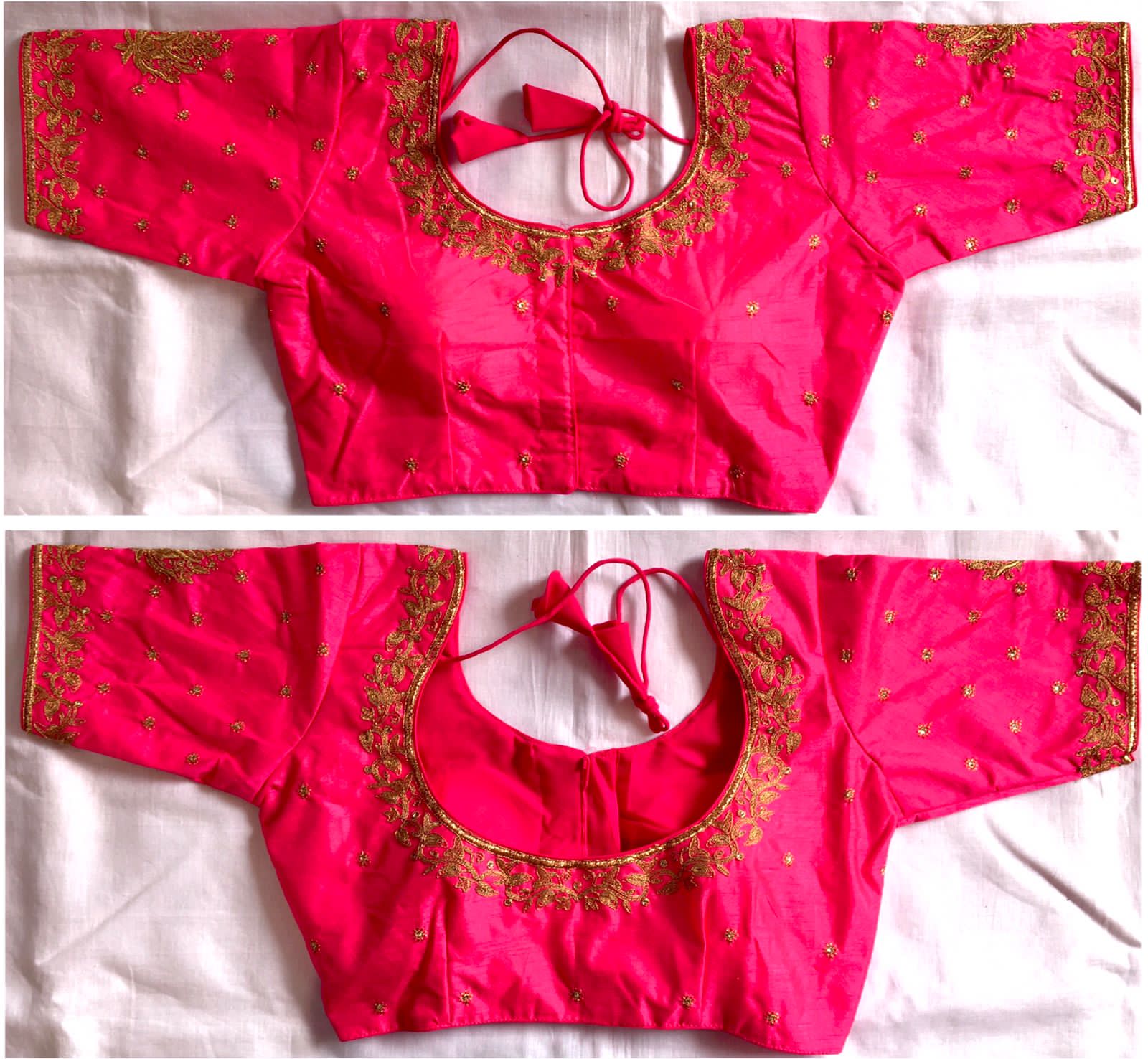 Embroidered Blouse in Fuchsia - Rsm Silks Online