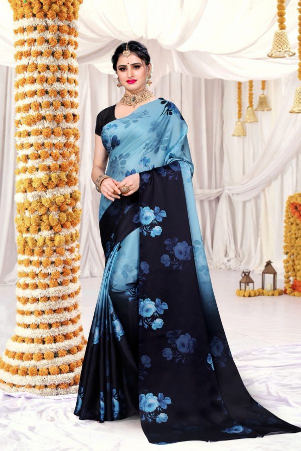 Traditional Designer Party Wear Yellow Satin Saree With Embroidery Border.  at Rs 1407.00, Fancy Sarees