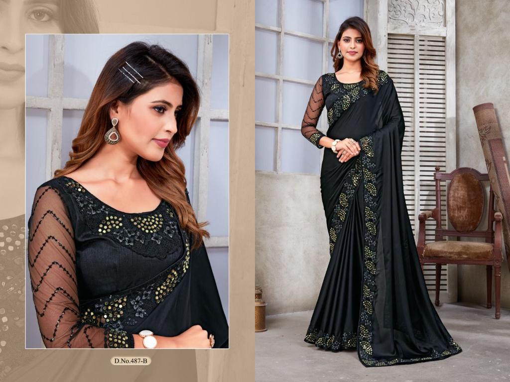 sequence work with heavy foli mirror work saree at Rs.1499/peice in surat  offer by rms creation