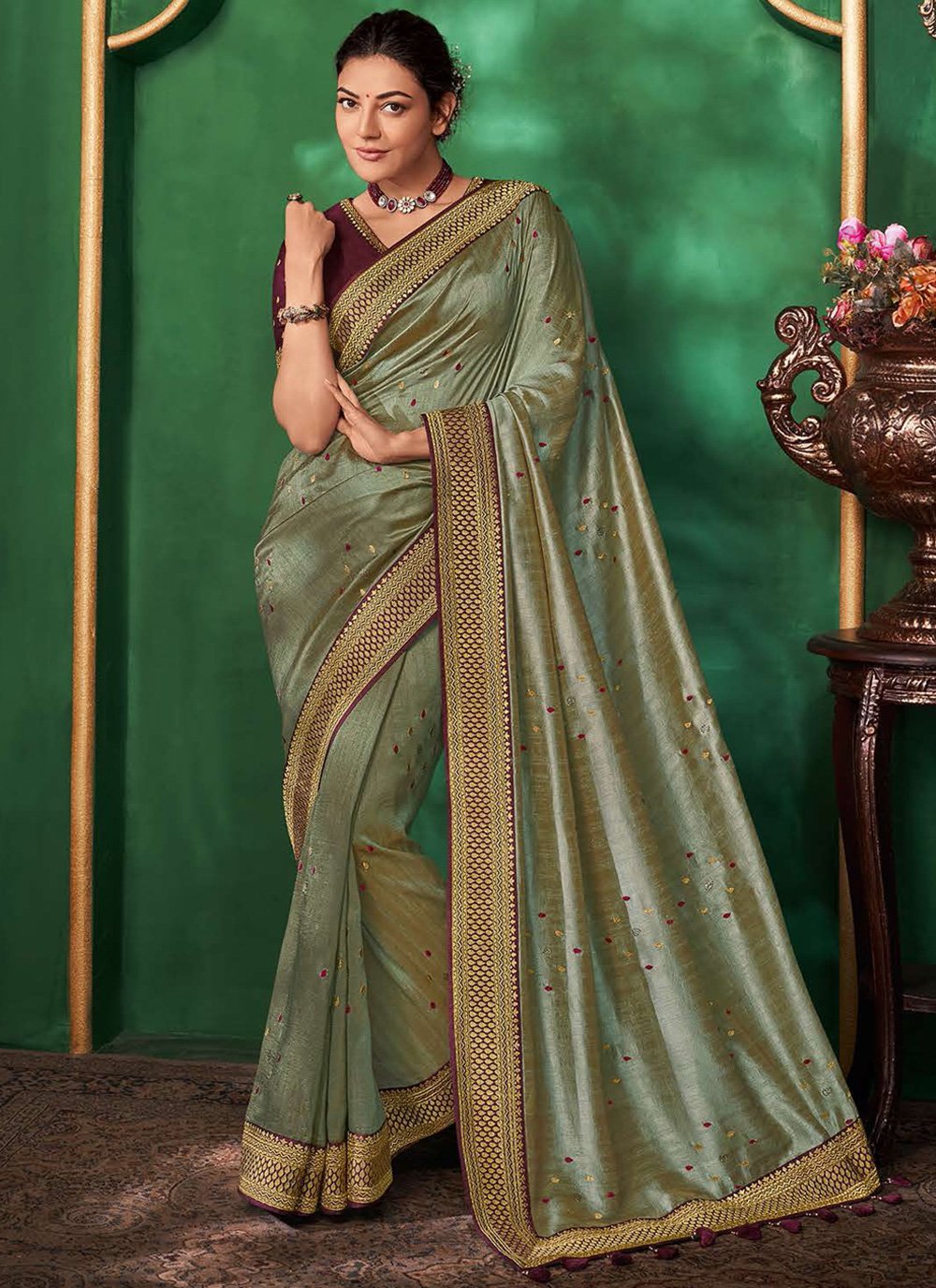 Party wear embroidered on sale saree